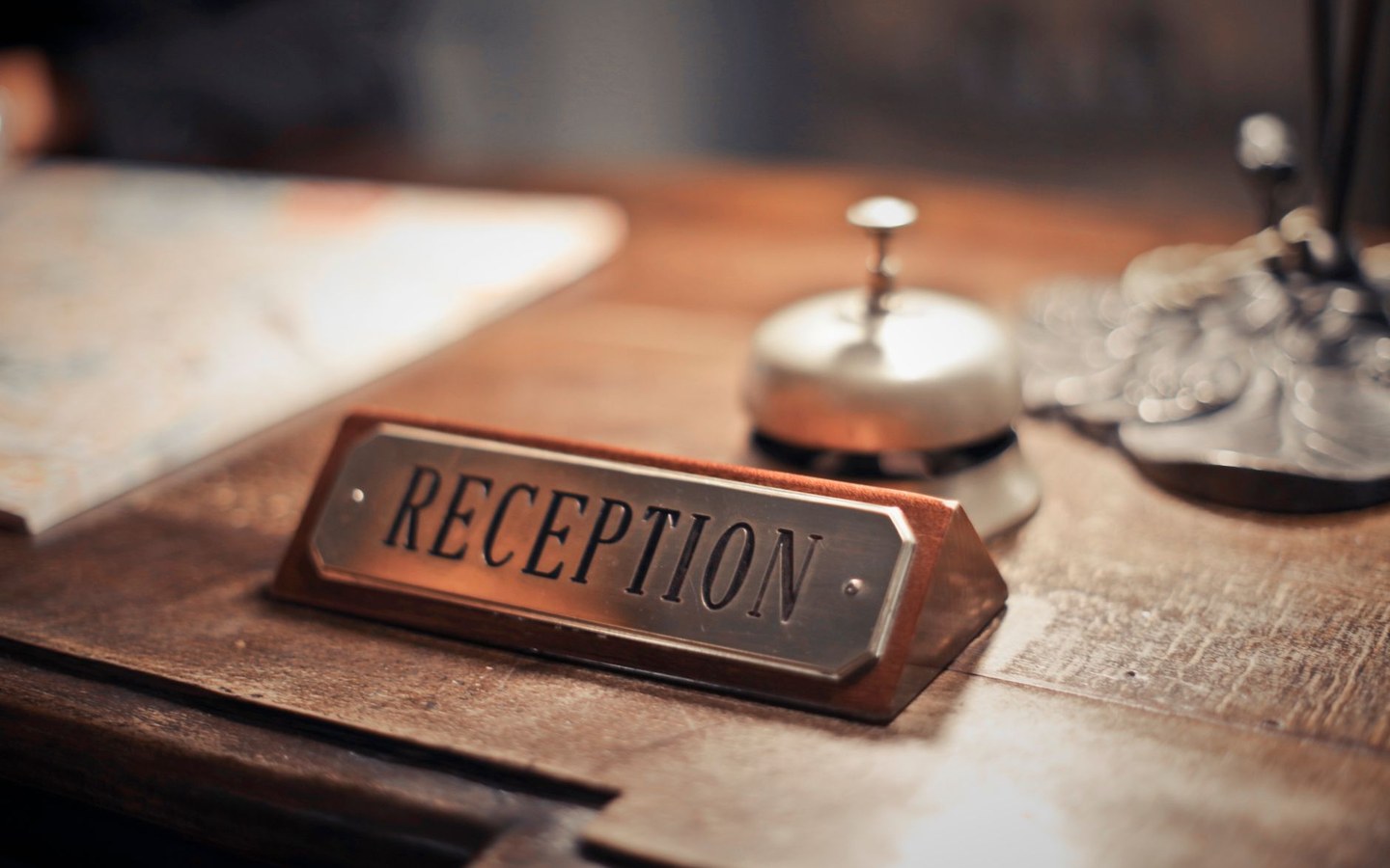 Hotel reception during guest check-in